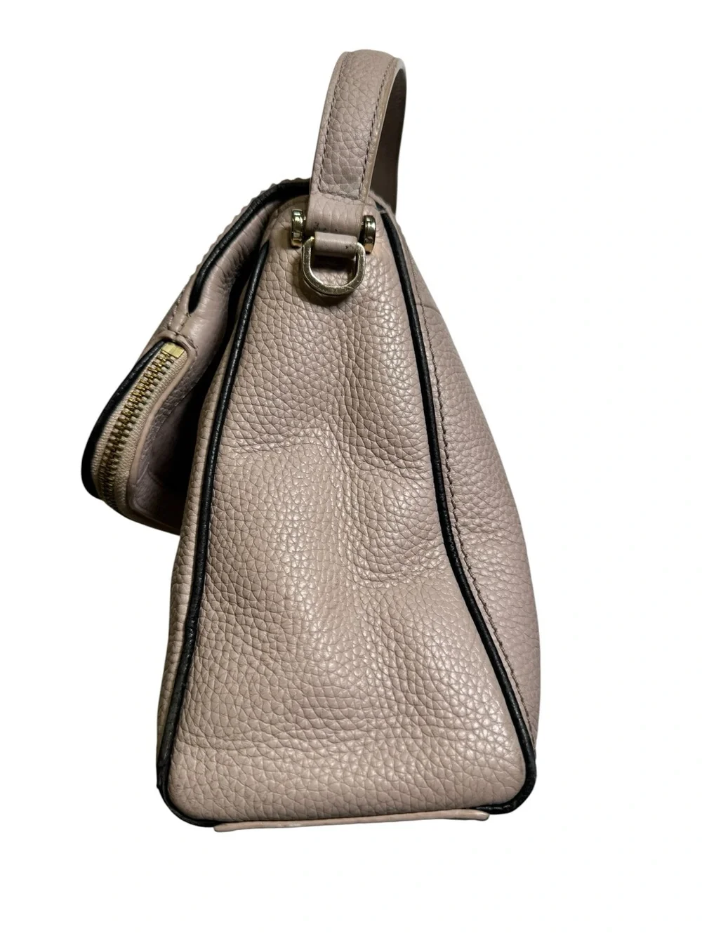 Kate Spade New York Pebbled Leather Crossbody‎ Bag Taupe Tassel Flap Top Handle